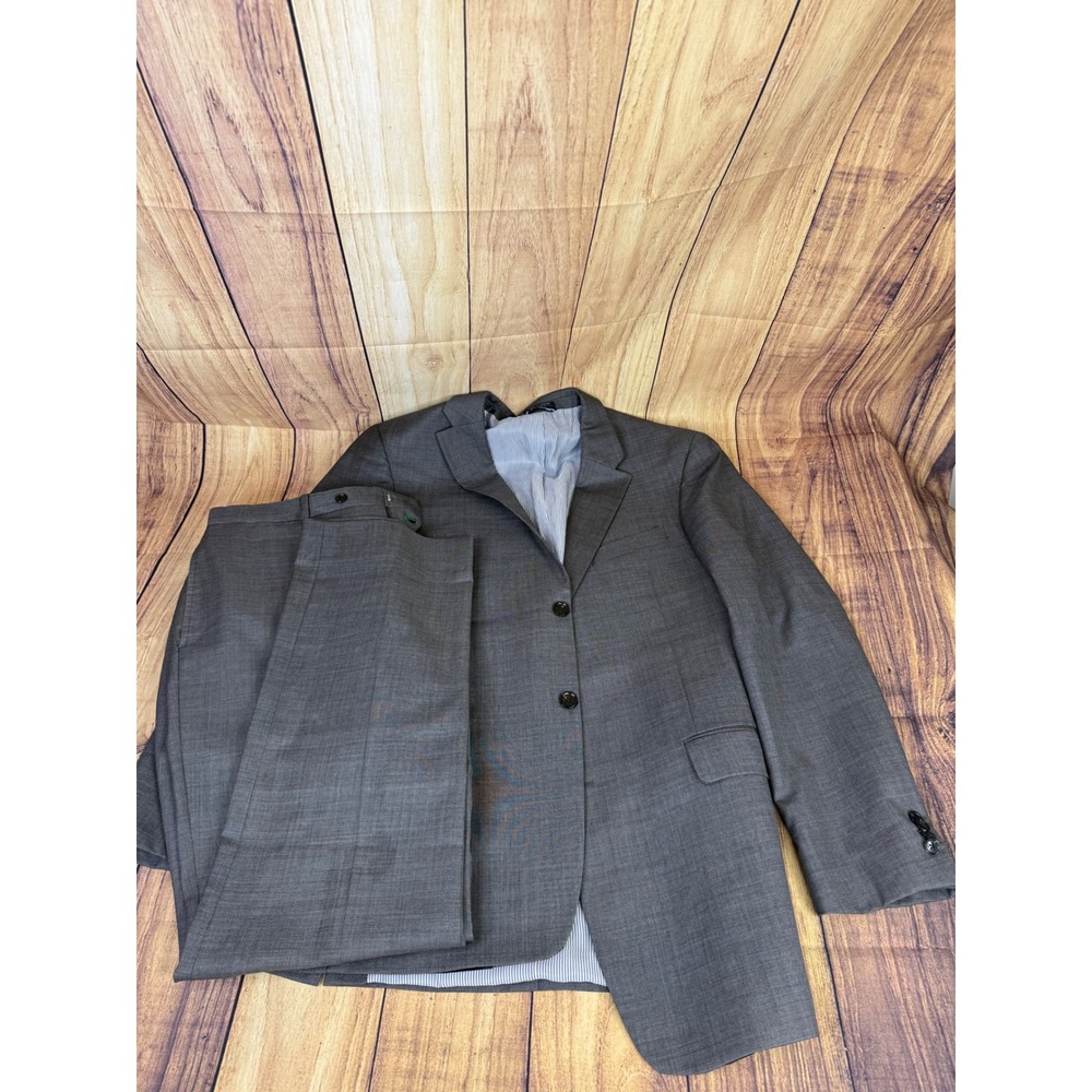 Tommy Hilfiger Mens Grey 100% Wool 2 Button Suit Trousers Set 42L/ Pants 36